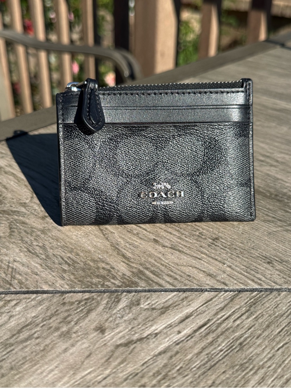 EUC COACH Mini Skinny ID Case In Signature Canvas